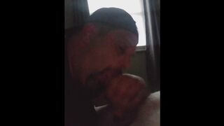blowing my str8 buddy while wife at the store. she came home. almost got caught.alot of