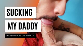 SUCKING MY HUSBAND'S UNCUT COCK UNTIL HE CUM