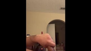 Master smacking his cock after a hard day at word