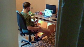 Str8 army man secretly watching gay porn