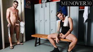 MenOver30 - Hunk Jerking Off At The Lockers Gets A Juicy Blowjob - Chad Hammer ,