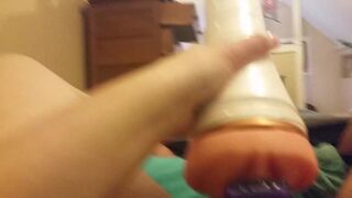 Screwing my fleshlight hard with dick ring. (intense orgasim and moan