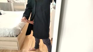 Elegant Guy Masturbates His Big Fat Cock and Empties His Cum In Front Of The Mirror