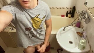 Young Bro Jerks Off a Cock in His Neighbor's Toilet AHAH