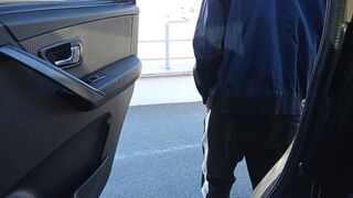 twunk jerks off in a shopping mall parking lot