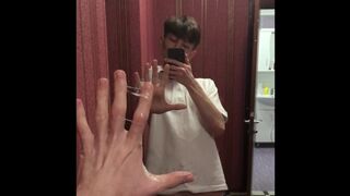 Dream Twink beautifully Masturbation on herself at the Mirror / Big Cock 23cm