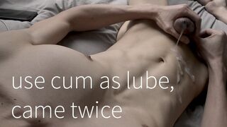 Thick uncut dick use cum as lube, came a second time