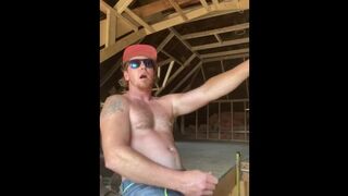 Cute ginger construction worker get off while you watch him work his woood