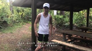 Who wants to join me in this park? You can suck my cock and eat my