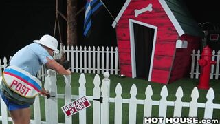 2 Muscle Bros Dressed Like Dogs Bang Uncut Mailman Like Dogs