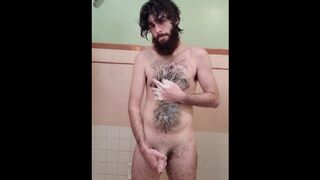 Taking a quick shower