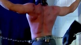Muscular hunk Derek Pain bound and flogged