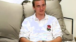 Thick throbbing cock British hunk Andrew masturbates solo