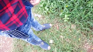 Pissing Outside Gives Teen Erection
