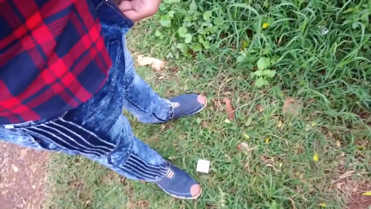 Pissing Outside Gives Teen Erection