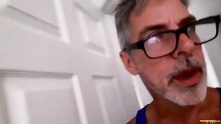 Amateur gay DILF jerks his big dick