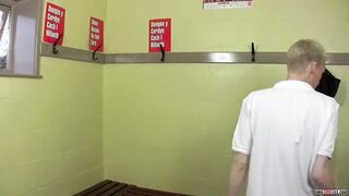 Europeans Lex Blond and Chad Cole ass breed in locker room