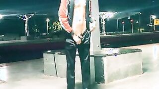 Masterbate big dick cumshot at railway station