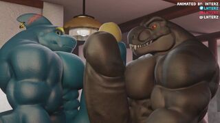 Dino and Shark Muscle and Hyper Growth Animation