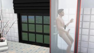 Cute shower with cum
