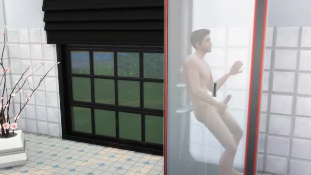 Cute shower with cum