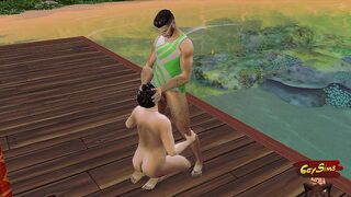 White boytoy got face fucked in nude Beach - WickedWhims