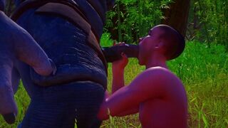furry dick blowjob in the woods