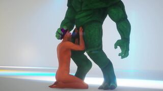Muscular Furry alien fucked a nerd in the mouth