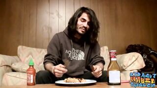Straightie with long hair Devin Reynolds jerks off and cums