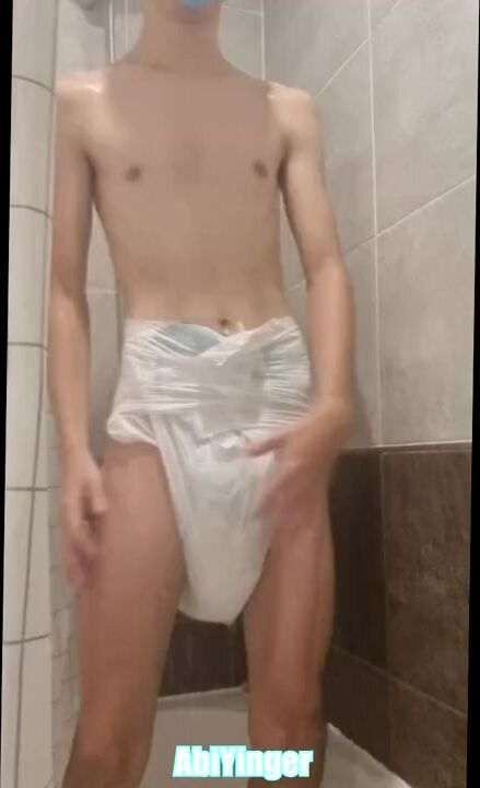 ABDL Diaper Boy Soaked Diaper In The Shower