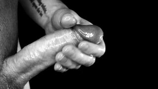 Sensual close-up masturbation - solo big dick oil massage