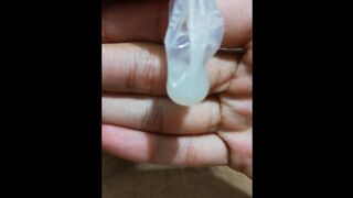 Cum inside a condom, drink the cum and cum a second time