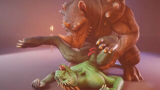 Scalie Reptile (Corbac) Gets Milked by Big Dick Rhino (Gay Sex) |