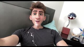 Sexy Anime Cartoon Twink Dude Jerks his Cock and Cums on his