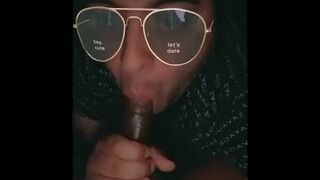 Sucking a big fat black cock