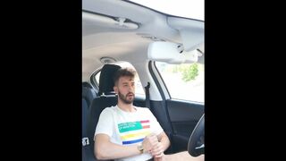 Jerking off my huge cock in a public car park