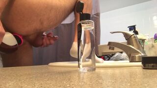My stepbrother is such a smart bro. Suction cup silo + Massager