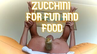 Zucchini for fun and food, deep anal screw with zucchini, cooking breakfast