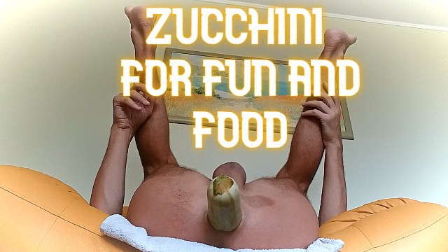 Zucchini for fun and food, deep anal screw with zucchini, cooking breakfast
