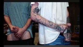 Two bros showing off their dicks and ass together on cam