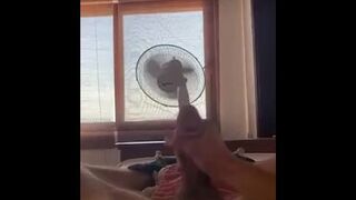 Young tanned skinny boy cums on himself